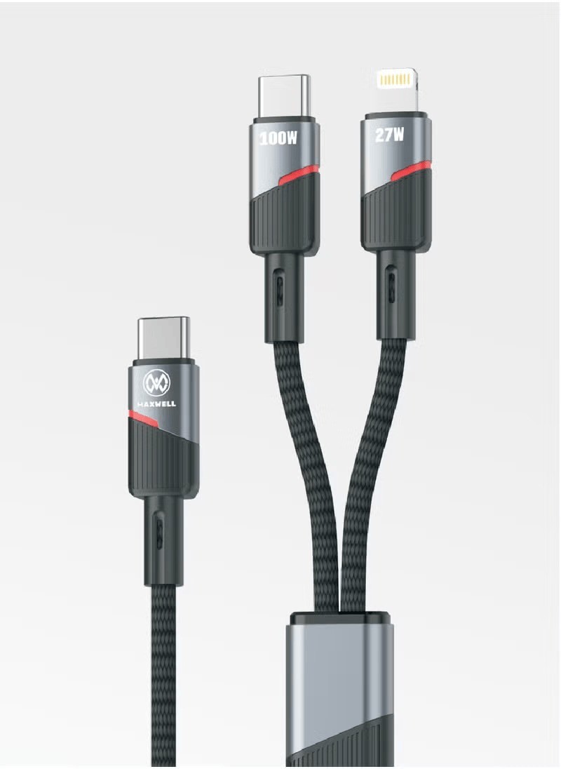 MAXWELL 100W USB-C to Lightning 2in1 Twinjet Series Fast Charger 1-Meter